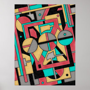 Poster Cyberpunk moderne Motif Abstrait géométrique