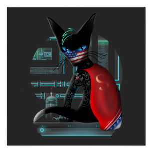 Poster Cyberpunk Ninja Chat noir