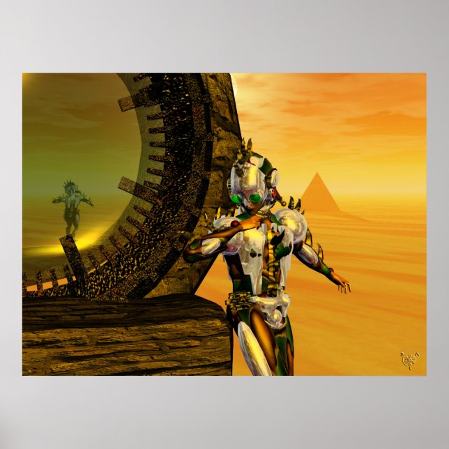 Poster CYBORG TITAN DANS LE DÉSERT DE L'HYPERION Science- (Devant)