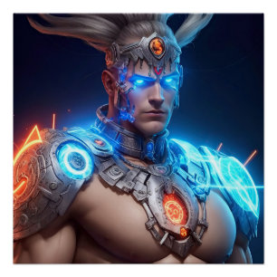 Poster Cyborg Zeus Grec Dieu