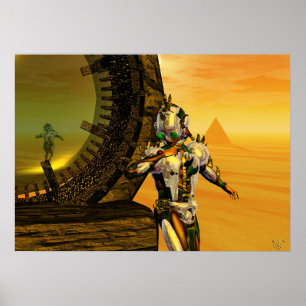 Poster CYBORGE TITAN DANS LE DÉSERT D'HYPERION Science-fi