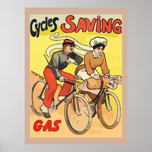 Poster Cycles vintages Économie de gaz (Devant)