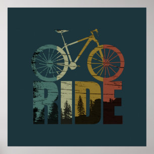 Poster cyclisme sur montagne vintage
