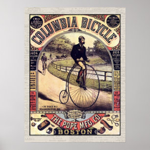 Poster Cycliste Vintage à vélo Columbia