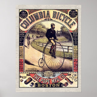 Poster Cycliste Vintage à vélo Columbia