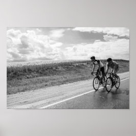 Poster Cyclistes Biélorussie Noir et Blanc