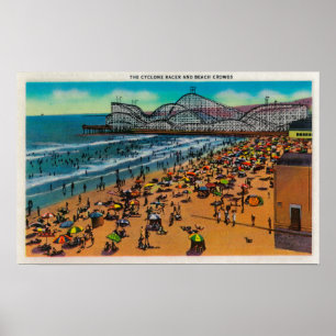 Poster Cyclone Racer et Beach Crowds, Long Beach