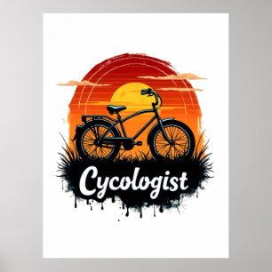Poster Cycologiste Aventure à vélo : Tir graphique au cou