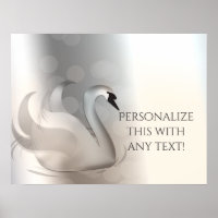 Cygne Beau Blanc & Argent Élégant Chic Personnalis