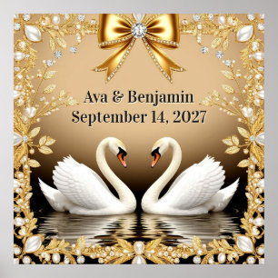 Poster Cygne doré Thème de mariage romantique Gold 💍
