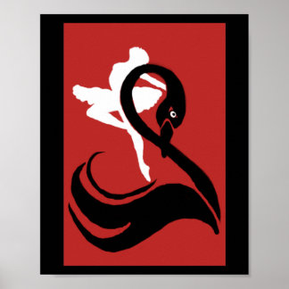 Poster Cygne noir rétro