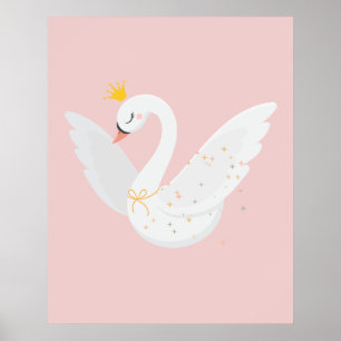Poster Cygne volant mignon et élégant