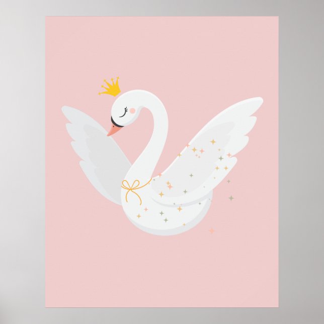 Poster Cygne volant mignon et élégant (Devant)