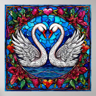 Poster Cygnes de mariage classiques Amour Unité 🦢💍🌿✨