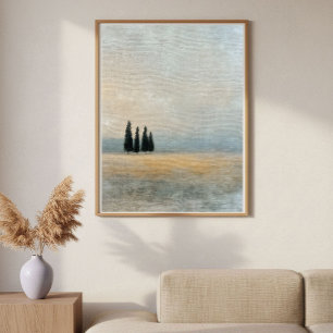 Poster Cyprès à l'Horizon Art Abstrait Minimaliste