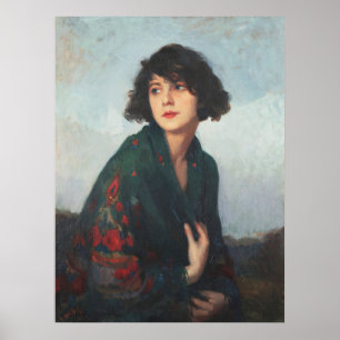 Poster Cyprien Eugène Boulet Femme avec écusson vert