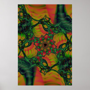 Poster D   Art fractal vert et jaune