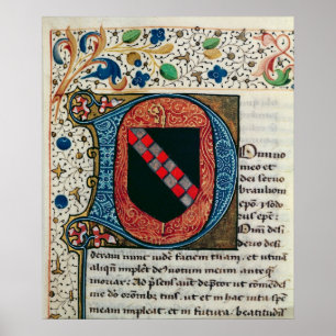 Poster "D" initial historique représentant des armoiries