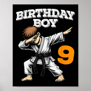 Poster Dabbing 9 Anniversaire Boy Karate 9 Anniversaire B