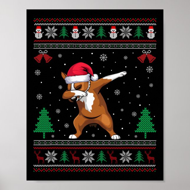 Poster Dabbing Australian Cattle Dog Santa Hat Boys Girls (Devant)