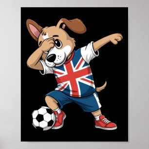 Poster Dabbing de chien de foot Uk Union Jack 