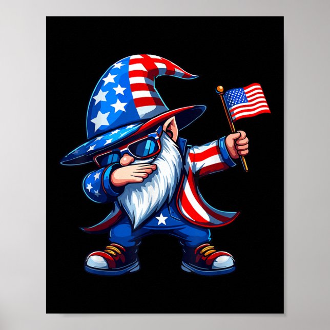 Poster Dabbing Gnomes 4 juillet, Memorial Day American (Devant)