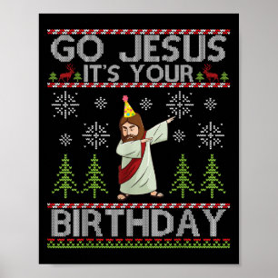 Poster Dabbing Go Jesus C'est ton anniversaire Joyeux Noë