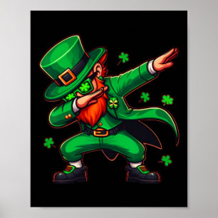 Poster Dabbing Leprechaun Drôle Hommes Enfants Garçons St