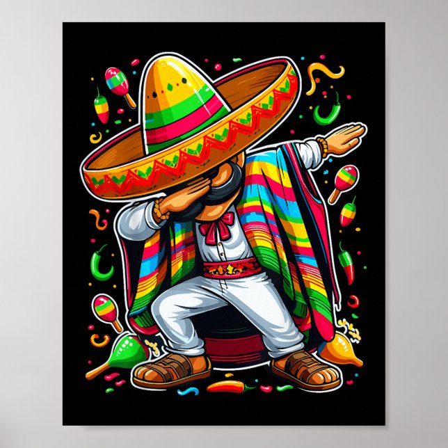 Poster Dabbing Mexican Poncho Cinco De Mayo (Devant)