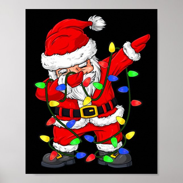 Poster Dabbing Père Noël Arbre de Noël Lumières Garçons E (Devant)