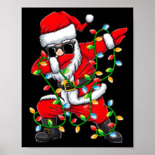 Poster Dabbing Père Noël Xmas Lumières Filles Garçons Enf