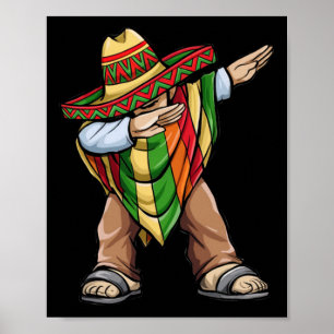 Poster Dabbing Poncho Cinco De Mayo Festival Mexicain Som