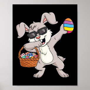 Poster Dabbing Rabbit Jour de Pâques OEufs Amusants Garço