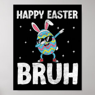 Poster Dabbing Rabbit Jour de Pâques Oeufs Dab Garçons Fi