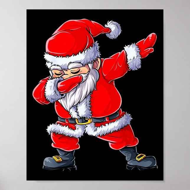 Poster Dabbing Santa Claus Christmas Boys Men Funny Xmas  (Devant)