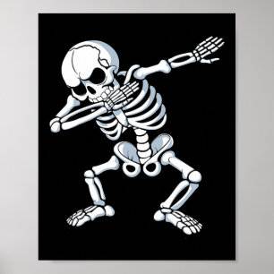 Poster Dabbing Skeleton Éffrayant Dab Danser Hommes Enfan
