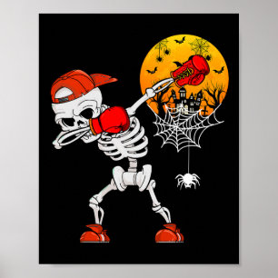 Poster Dabbing Skeleton Jouer en boîte Joueur d'Halloween