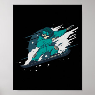 Poster Dabbing Skeleton Snowboard Snowboard Snowboardin