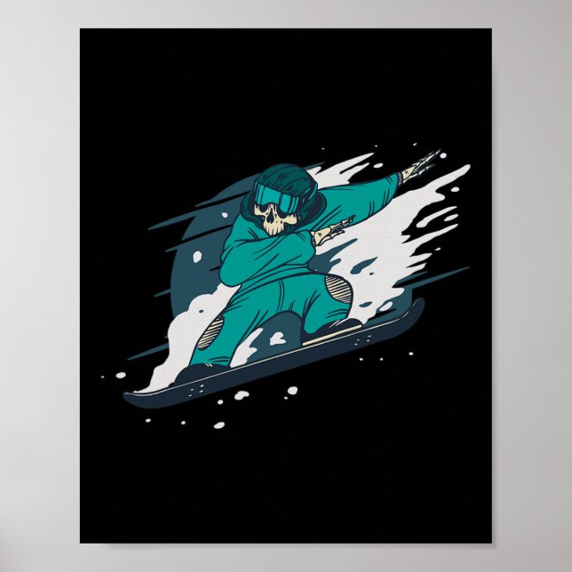 Poster Dabbing Skeleton Snowboard Snowboard Snowboardin (Devant)