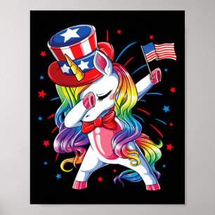 Poster Dabbing Unicorn 4 juillet Oncle Sam filles Amériqu