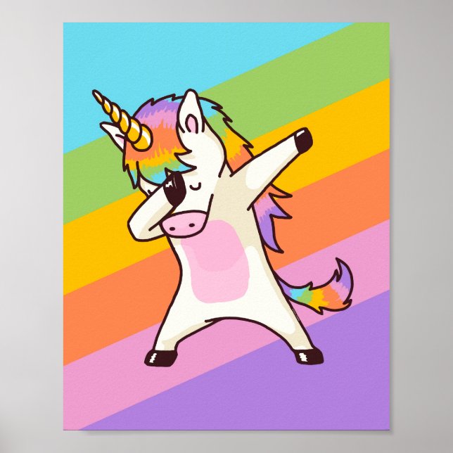 Poster Dabbing Unicorn Chemise Hip hop Dab Pose (Devant)