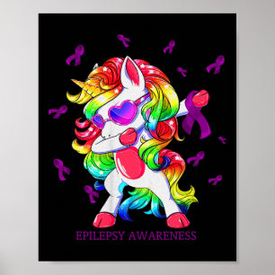 Poster Dabbing Unicorn Epilepsie Sensibilisation Ribbon C