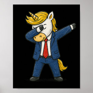 Poster Dabbing Unicorne Trump Patriotique Dab Pose Usa