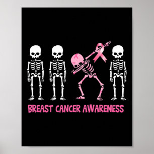 Poster Dabeton Squelette rose Ruban Cancer du sein Hallow