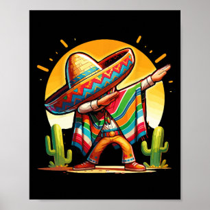 Poster Dabing mexicain Poncho Sombrero Dab Dance Cinco De