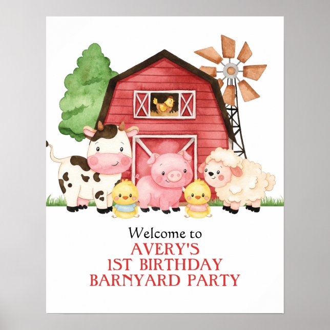 Poster d'accueil d'anniversaire de ferme, annivers (Devant)