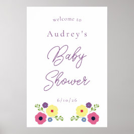 Poster d'accueil de Baby shower Floral