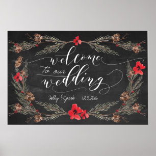 Poster d'accueil de mariage d'hiver