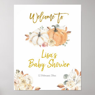 Poster d'accueil du Baby shower Floral Blanc Citro