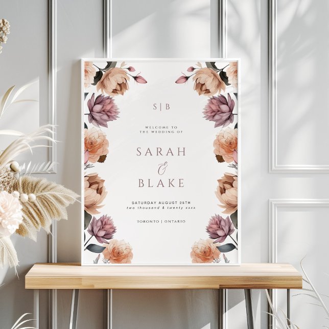 Poster d'accueil du Mariage Boho Purple Rose (Créateur téléchargé)